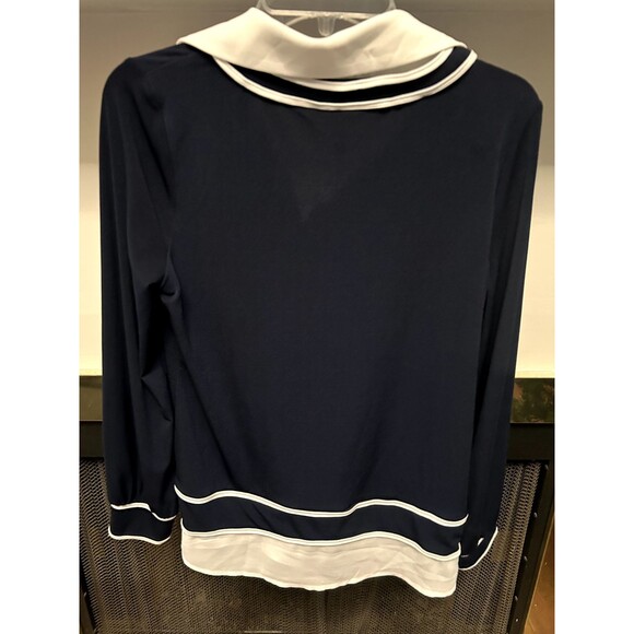 Women's Adrianna Papell Navy & Cream Blouse - Size Small - Picture 2 of 2